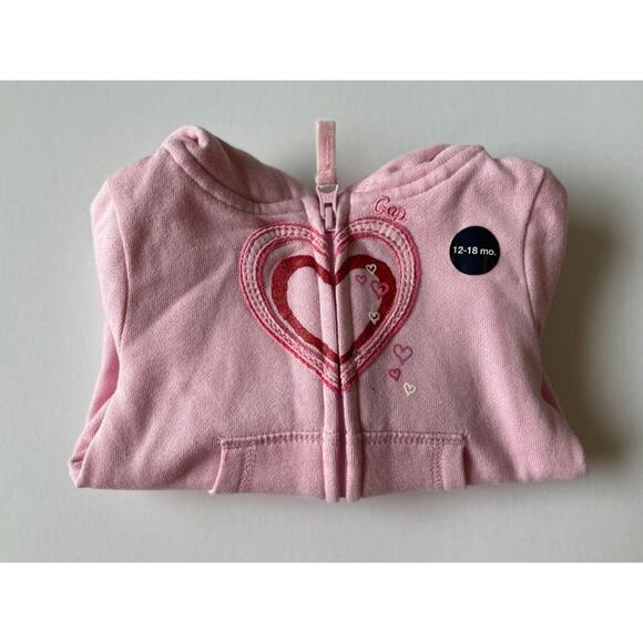 Baby Gap Girls Pink Love Zip Jacket Hoodie 12-18M Zip-up - Picture 2 of 6